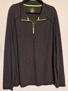 Men's Charcoal Performance Quarter-Zip Jacket with Lime Trim